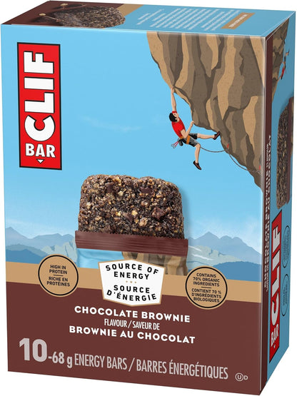 Clif Bar, Energy Bars, Chocolate Brownie, High Protein, 680 g (Pack of 10)