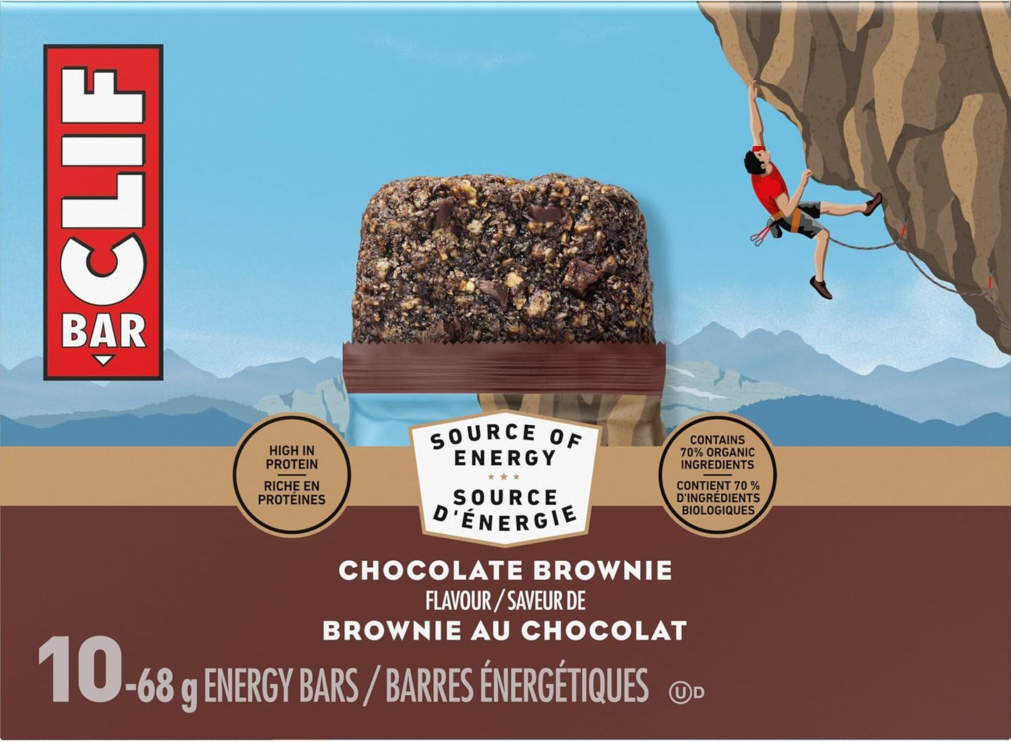 Clif Bar, Energy Bars, Chocolate Brownie, High Protein, 680 g (Pack of 10)