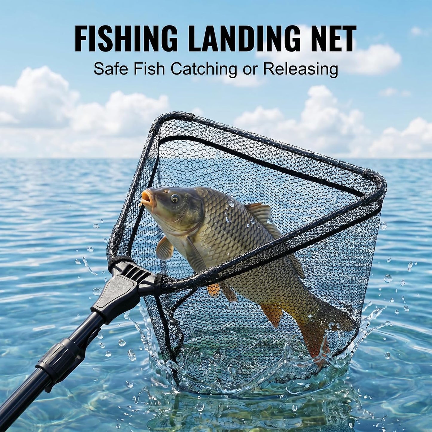 3Pcs Fishing Tool Kit Includes Folding Fishing Landing Net, Fish Lip Gripper, Multifunctional Fishing Pliers with Lanyard Sheath, Fishing Gear Accessories...