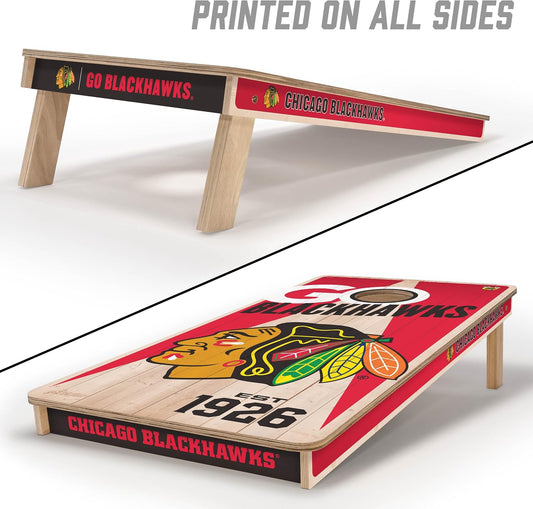 YouTheFan NHL Chicago Blackhawks 2’ x 4’ Professional Wood Cornhole Game with Logo Bags