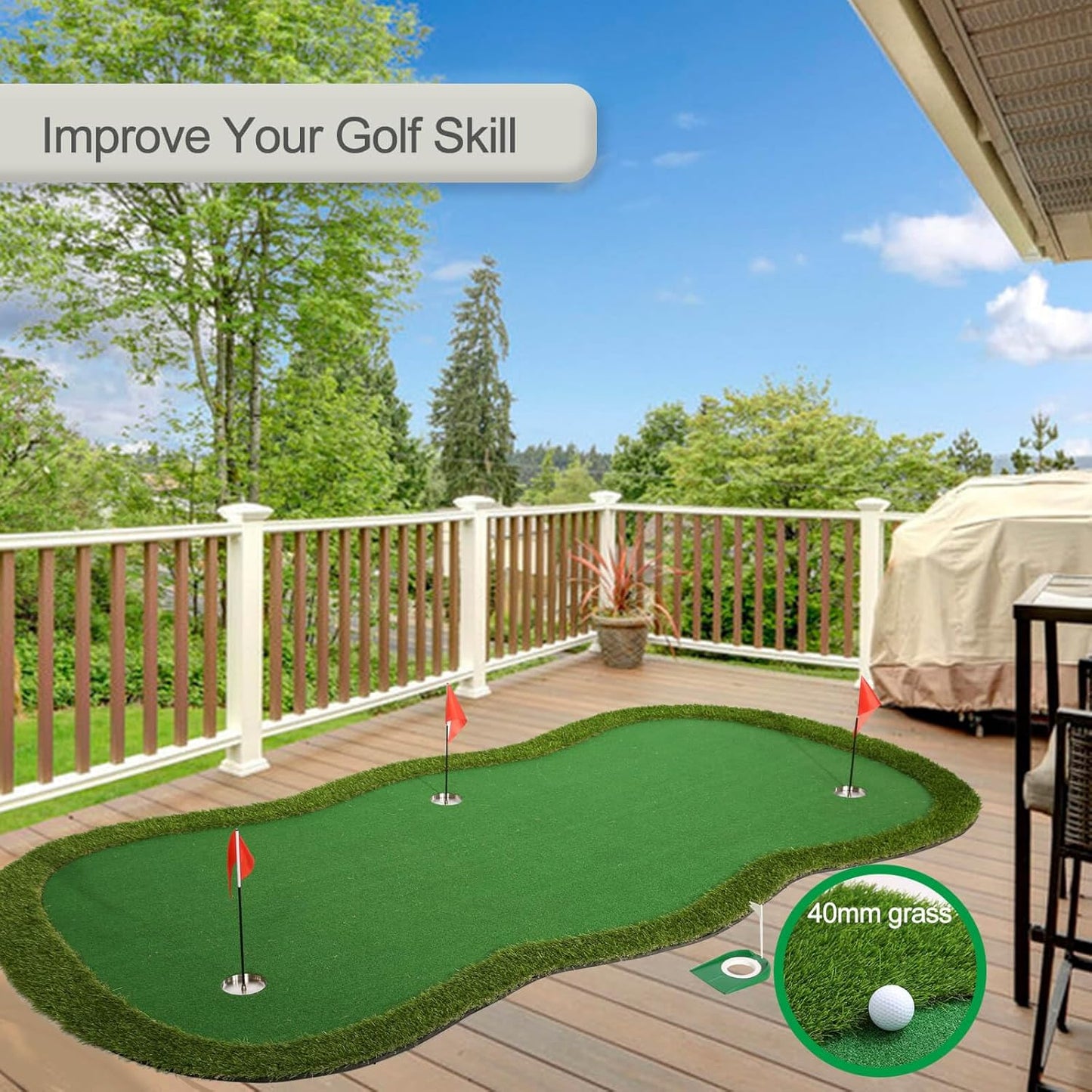 Chriiena Golf Putting Green,Large Practice Putting Mat for Indoor Outdoor