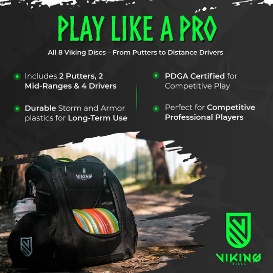 Viking Discs Competition Disc Golf Set - 8 Disc Golf Discs for Any Distance