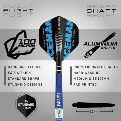 Gerwyn Price 24g Tungsten Darts Set with Flights and Stems