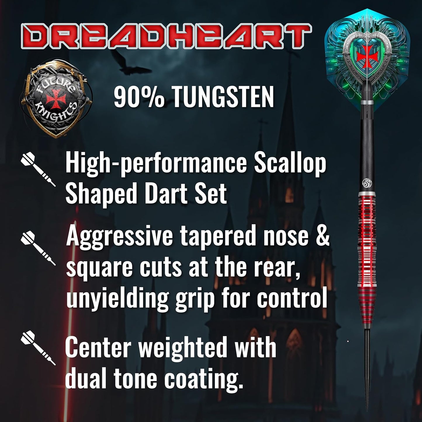 Shot! Future Knights Dreadheard Steel Tip Darts | 90% Tungsten