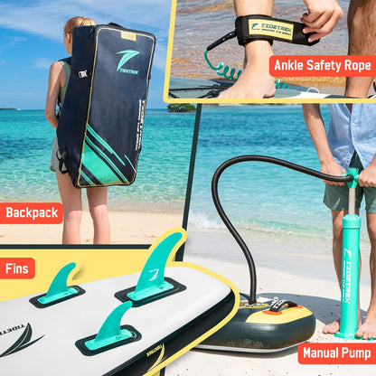 11'6" Inflatable Stand Up Paddle Boards, Premium SUP Accessories, Non-Slip Comfort Deck for Youth & Adults
