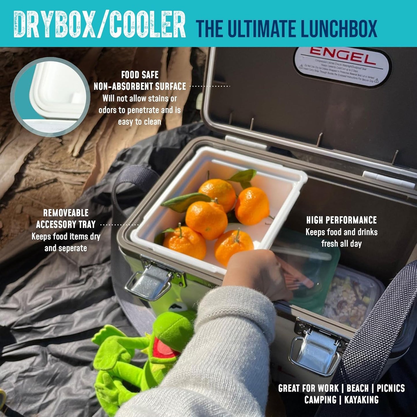 Engel UC7 7.5qt Leak-Proof, Air Tight, Drybox Cooler and Small Hard Shell Lunchbox
