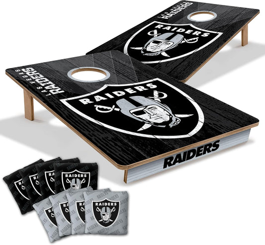 YouTheFan NFL Las Vegas Raiders 2' x 3' Wood Cornhole Game with Logo Bags