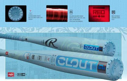 Rawlings | 2025 | Clout AI Baseball Bat | BBCOR | -3 Drop | 2 5/8" Barrel | 1 Pc. Alloy