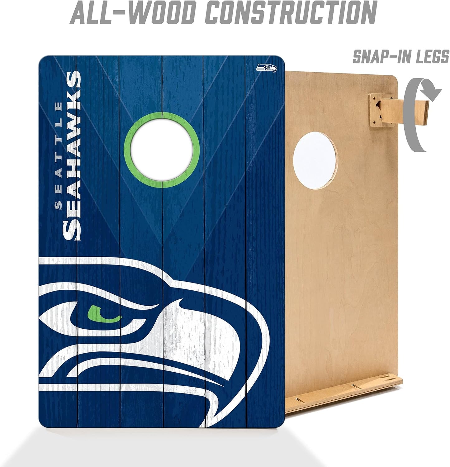 YouTheFan NFL Seattle Seahawks 2' x 3' Wood Cornhole Game with Logo Bags
