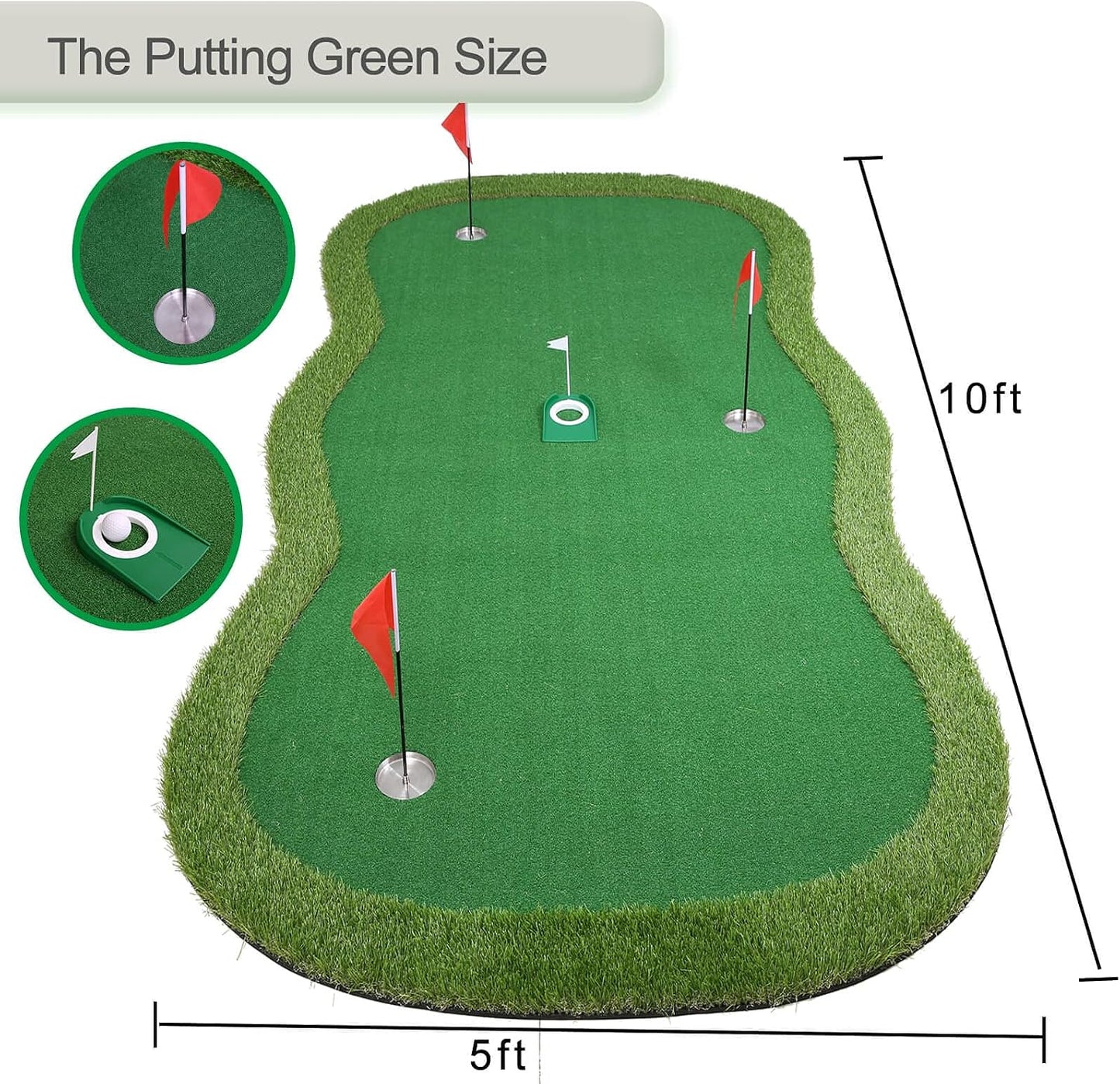 Chriiena Golf Putting Green,Large Practice Putting Mat for Indoor Outdoor