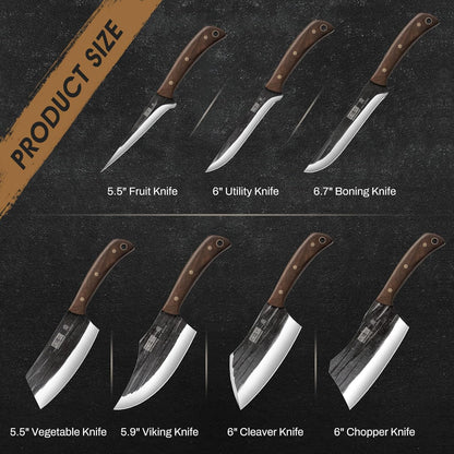 HOSHANHO Butcher Knife Set, Sharp Kitchen Knife Set & Roll Bag
