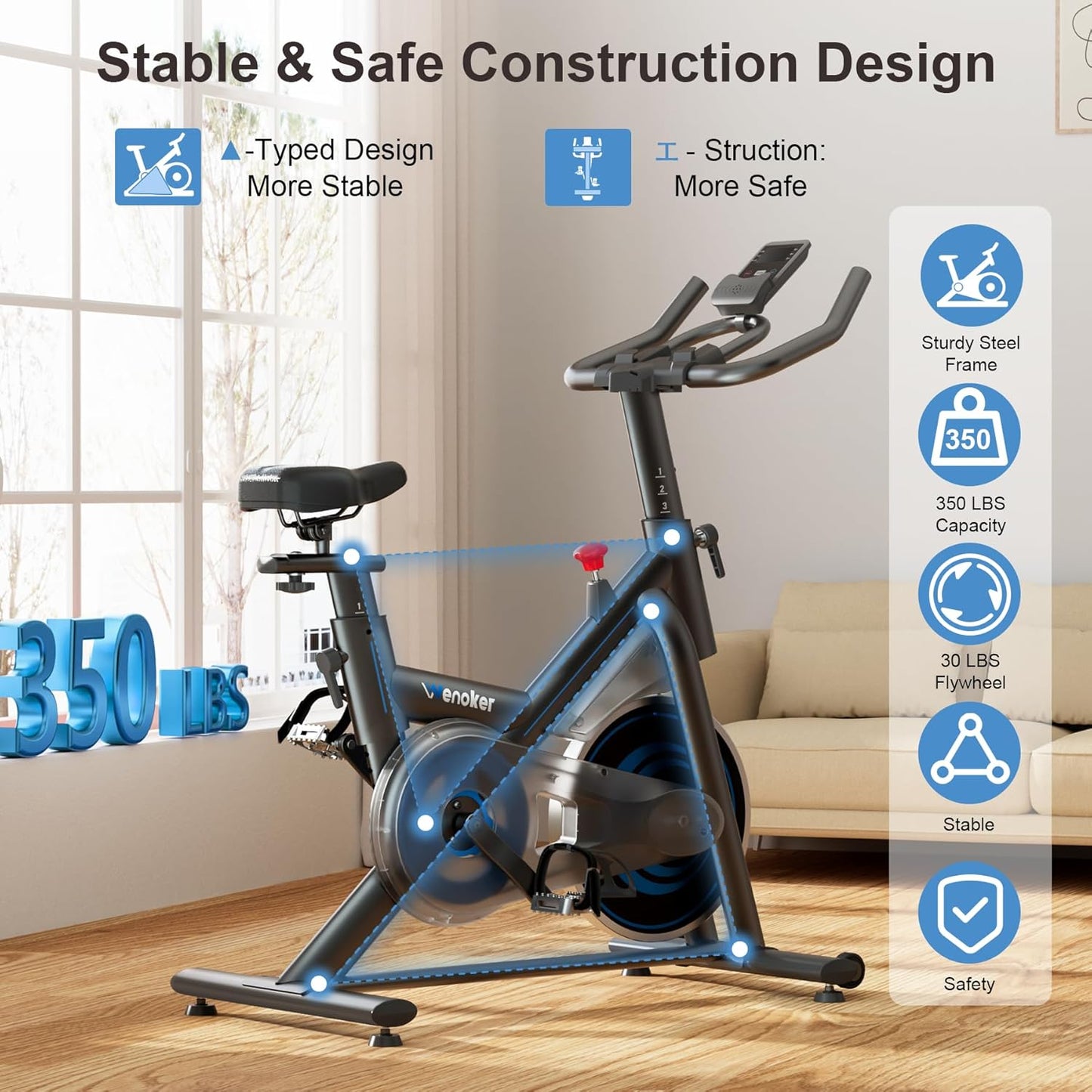Wenoker Exercise Bike – 350LB Magnetic Resistance Stationary Bike