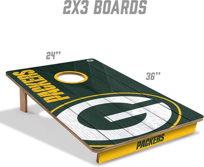 YouTheFan NFL Green Bay Packers 2' x 3' Wood Cornhole Game with Logo Bags