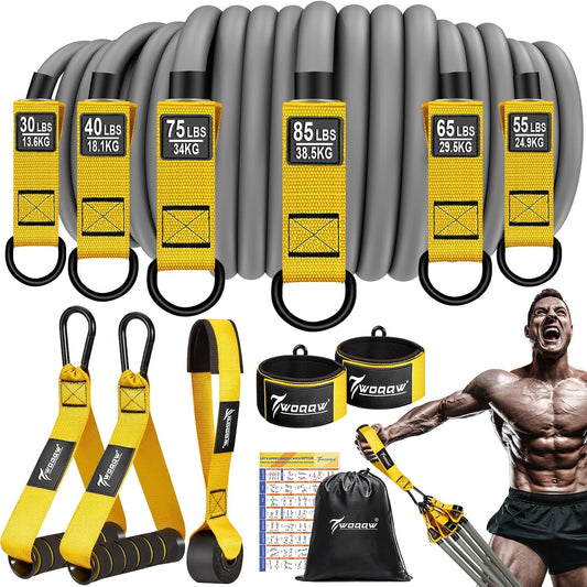 WOQQW Resistance Bands, Heavy Exercise Bands with Handles