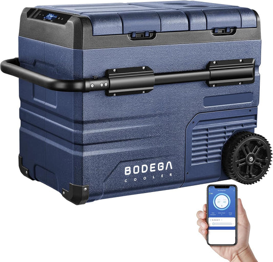 BODEGACOOLER 12V Portable Refrigerator Dual Zone 48 Quart, 45L Portable Car Fridge Freezer