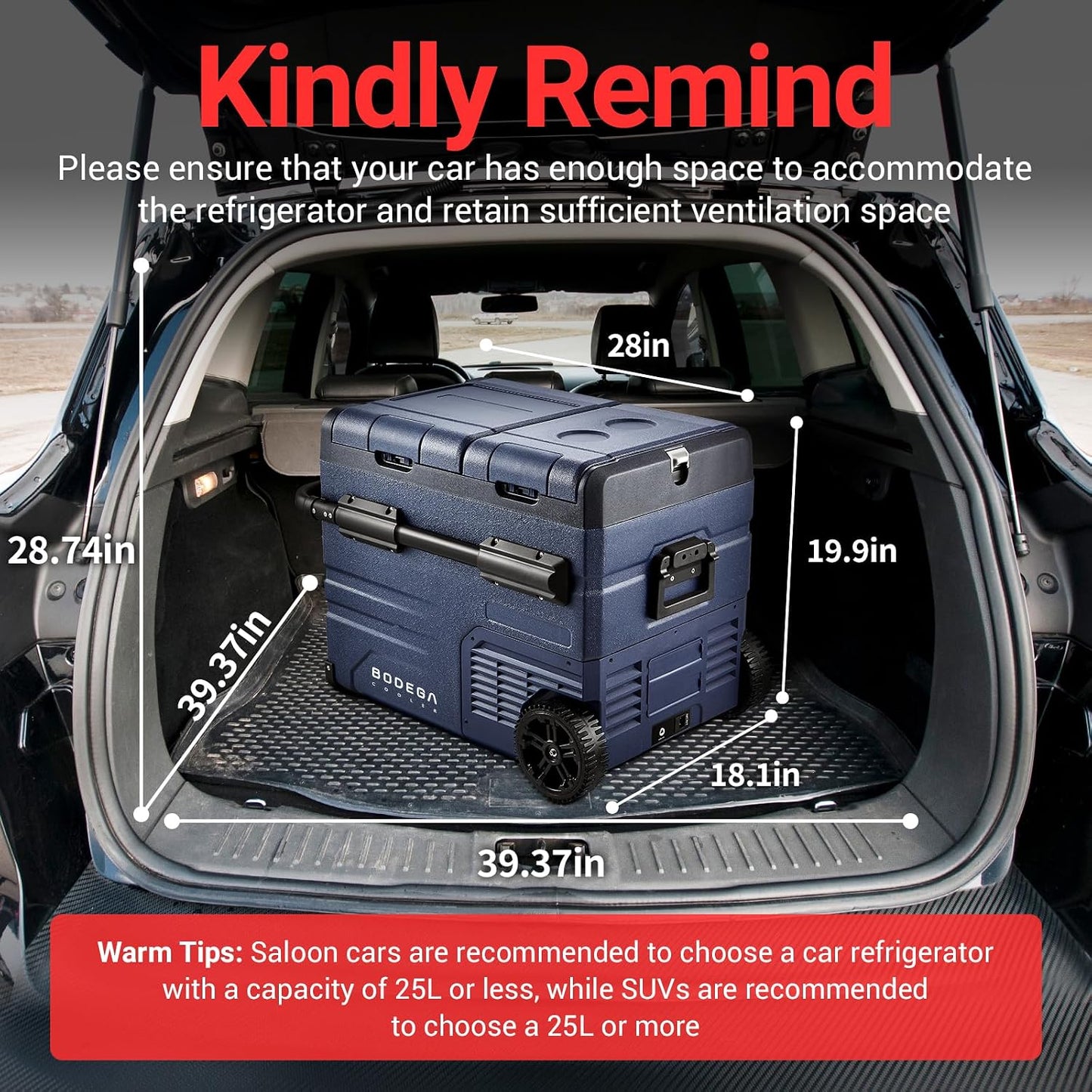 BODEGACOOLER 12V Portable Refrigerator Dual Zone 48 Quart, 45L Portable Car Fridge Freezer