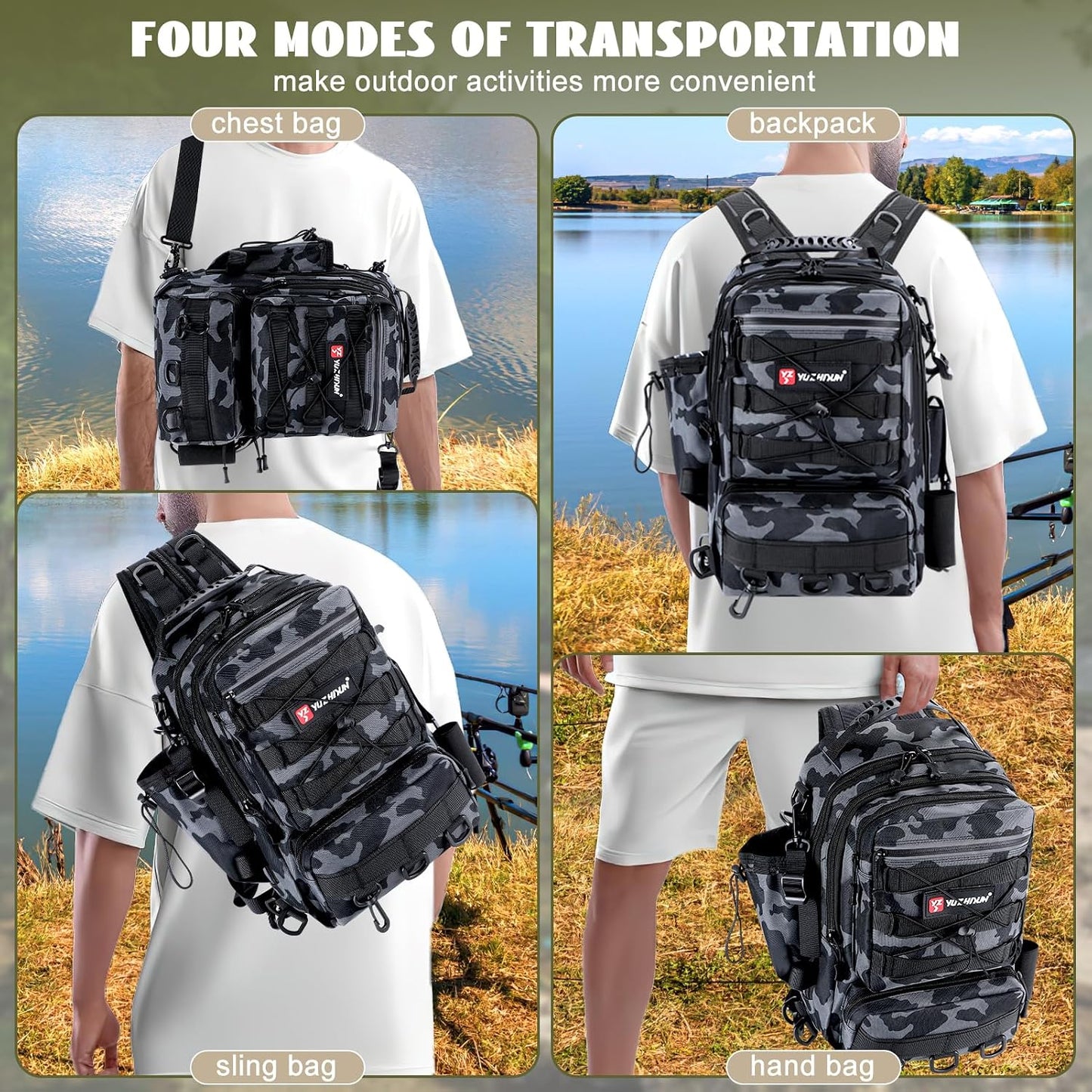Fishing Backpack with Rod Holder, Fishing Tackle Storage Bags Fishing Tackle Box Backpack Fishing Tackle Bag