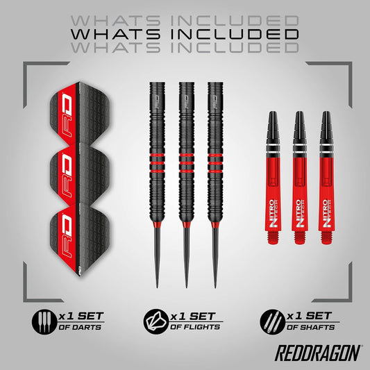 Red Dragon Milano RS: 26g - 90% Tungsten Steel Darts with Flights and Stems