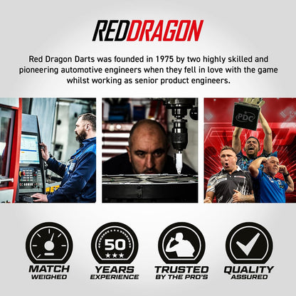 RED DRAGON Luke Humphries TX Series Premium Tungsten Darts Set with Flights and Stems