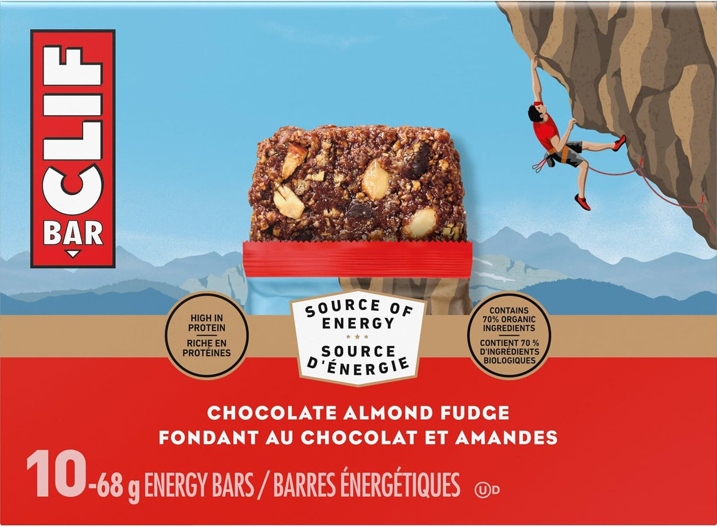 Clif Bar Energy Bars, Chocolate Almond Fudge, 680 g (Pack of 10)