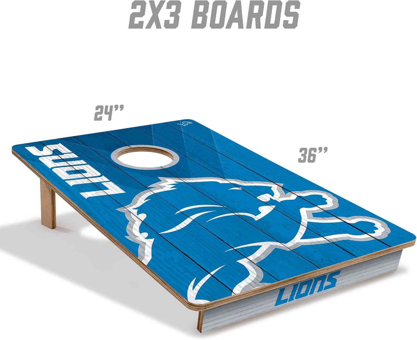 YouTheFan NFL Detroit Lions 2' x 3' Wood Cornhole Game with Logo Bags