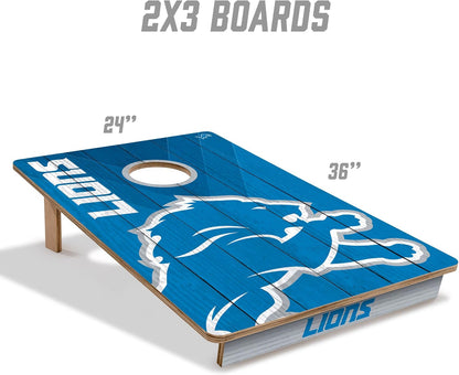 YouTheFan NFL Detroit Lions 2' x 3' Wood Cornhole Game with Logo Bags