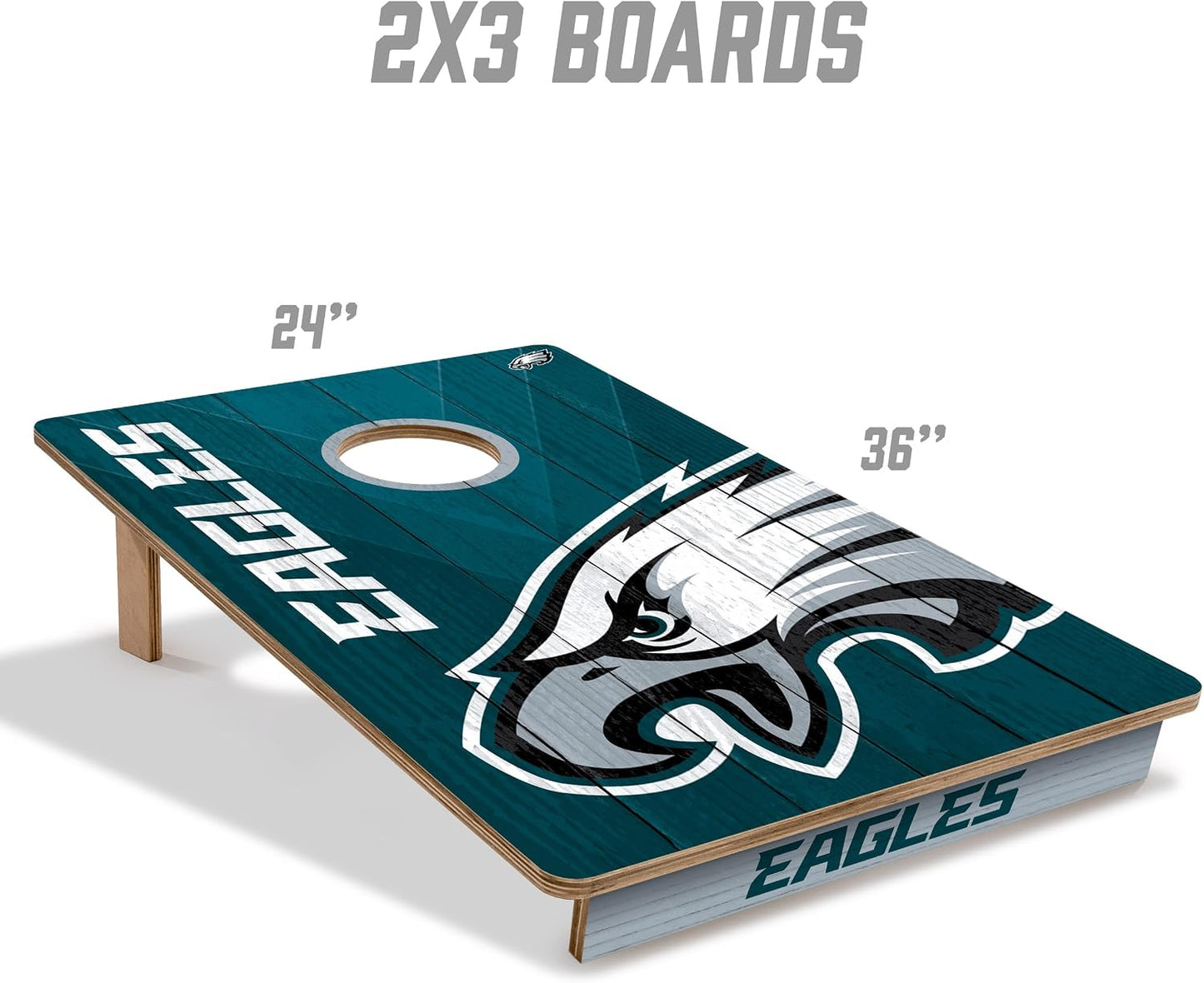 YouTheFan NFL Philadelphia Eagles 2' x 3' Wood Cornhole Game with Logo Bags
