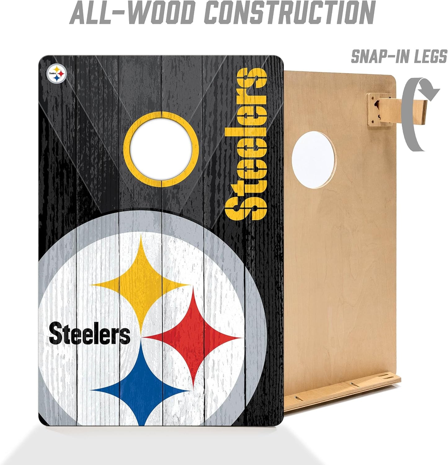 YouTheFan NFL Pittsburgh Steelers 2' x 3' Wood Cornhole Game with Logo Bags