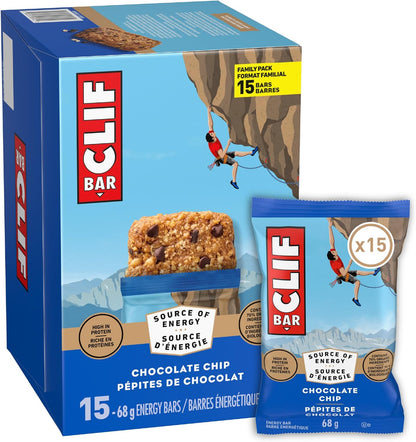 Clif Bar, Energy Bars, Chocolate Chip, High Protein, 1.02 kg (Pack of 15)