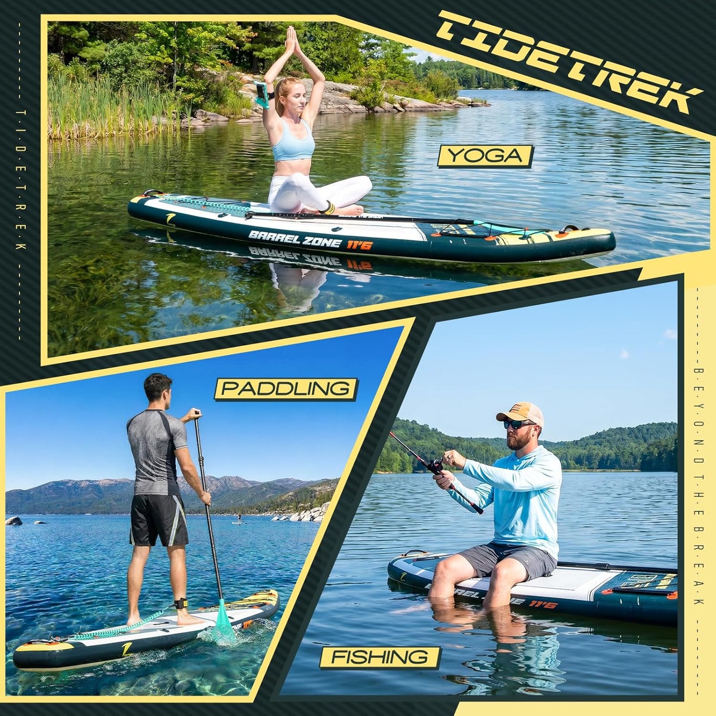 11'6" Inflatable Stand Up Paddle Boards, Premium SUP Accessories, Non-Slip Comfort Deck for Youth & Adults