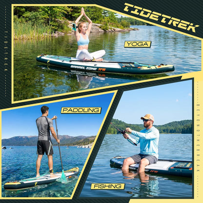 11'6" Inflatable Stand Up Paddle Boards, Premium SUP Accessories, Non-Slip Comfort Deck for Youth & Adults