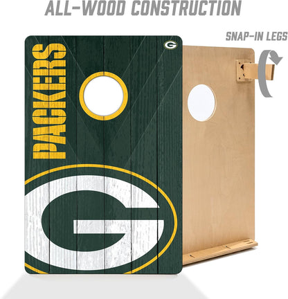 YouTheFan NFL Green Bay Packers 2' x 3' Wood Cornhole Game with Logo Bags