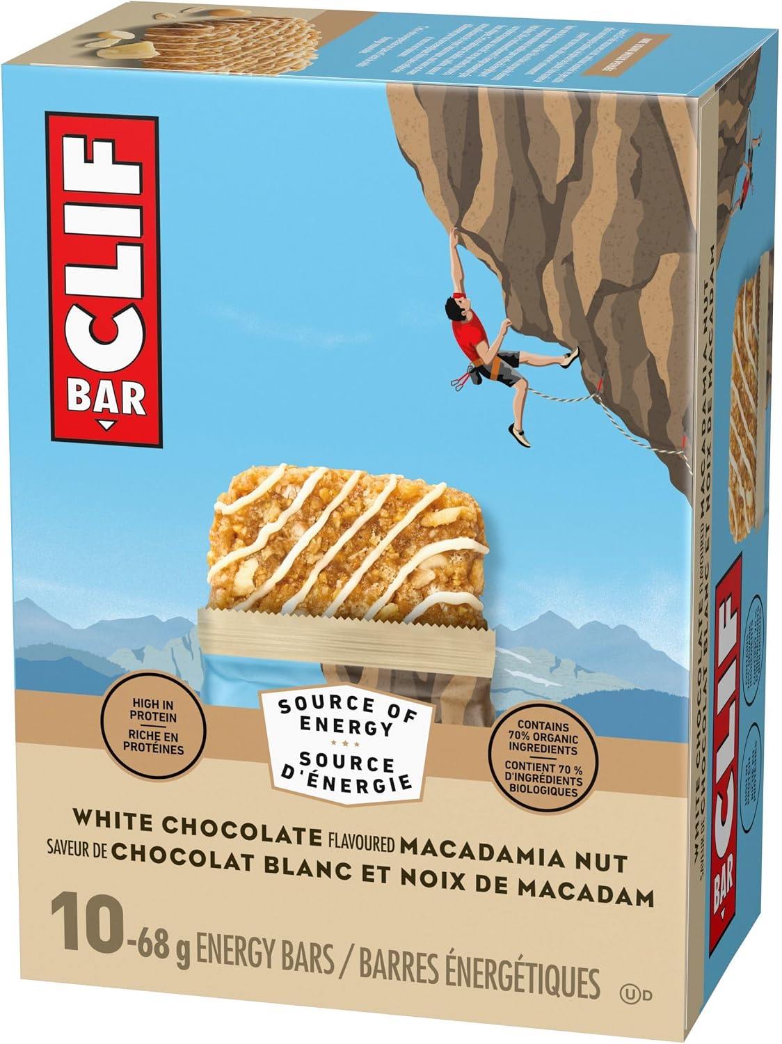 Clif Bar, Energy Bars, White Chocolate Macadamia Nut, 680 g (Pack of 10)