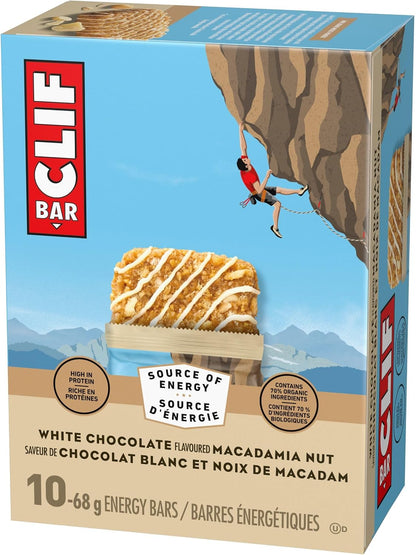 Clif Bar, Energy Bars, White Chocolate Macadamia Nut, 680 g (Pack of 10)