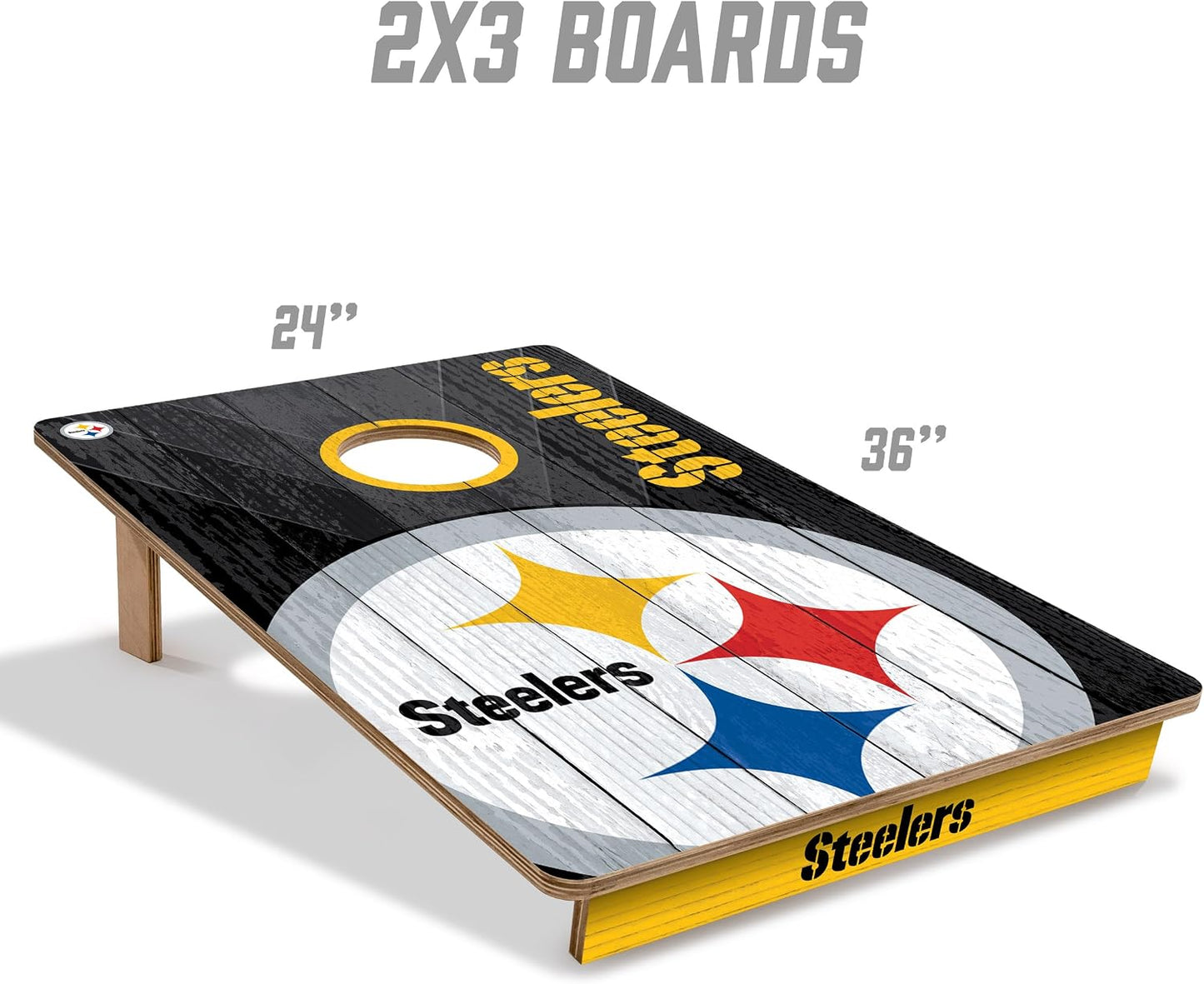 YouTheFan NFL Pittsburgh Steelers 2' x 3' Wood Cornhole Game with Logo Bags
