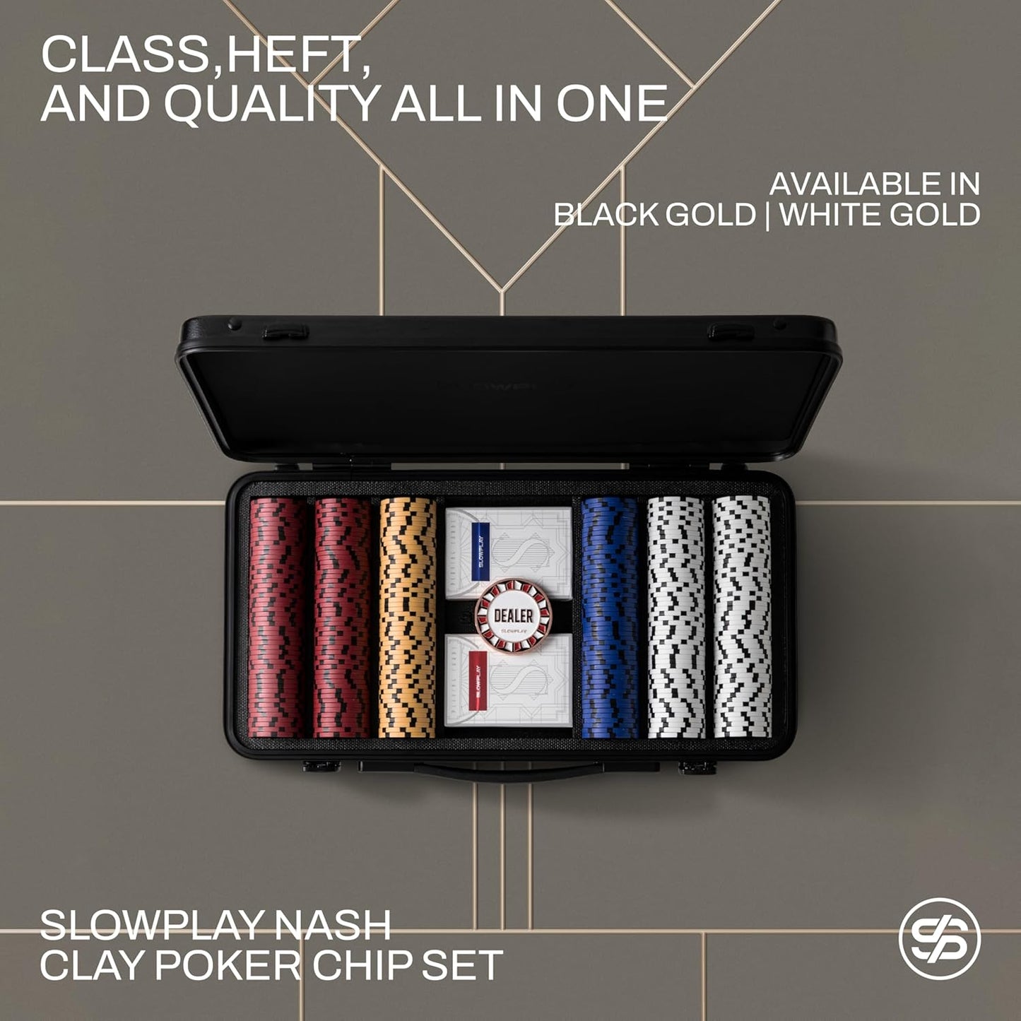 SLOWPLAY Nash Clay Poker Set, 14g&40mm Poker Chips for Texas Hold'em