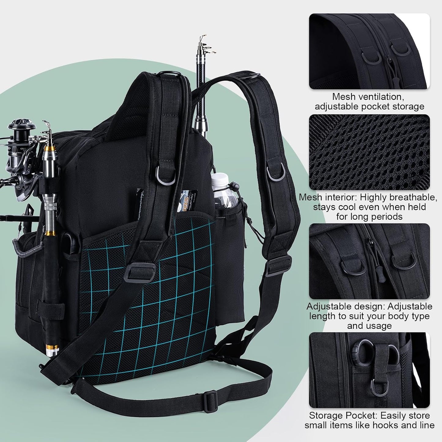 Goture Black Fishing Backpack
