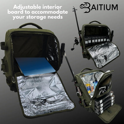 Baitium Fishing Backpack, Tackle Bag With Rod Holders