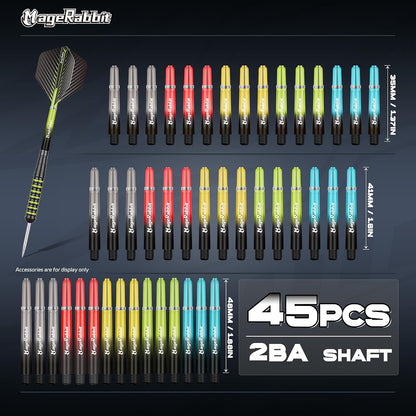 MageRabbit Dart Accessories Kit, 36 Dart Flights, 45 Dart Shafts, Sharpener, Dart Stems Remover Tool, 50 Metal Rings, 16 Dart Flight Protectors