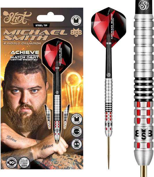 Shot! Darts Michael Smith Achieve Center Weighted 90% Tungsten