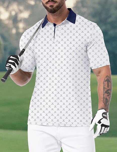 Askdeer Men's Golf Shirts Short Sleeve Polo Shirts Performance Moisture Wicking Quick-Dry T-Shirts