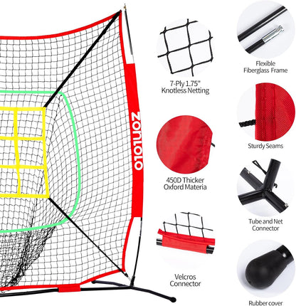 ZONLOLO 6x6ft Portable Baseball & Softball Net for Hitting and Pitching