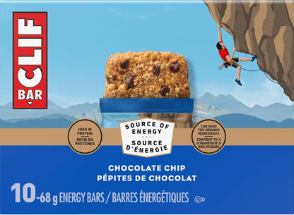 Clif Bar, Energy Bars, Chocolate Chip, High in Protein, 680 g (Pack of 10)