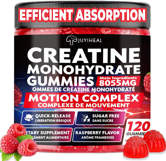 8-in-1 Creatine Monohydrate Gummies, 8055 mg Creatine Complex Gummies for Enhanced Muscle Growth, Energy Boost - with L-Taurine, B6, Sugar Free Creatine Supplement for Men & Women