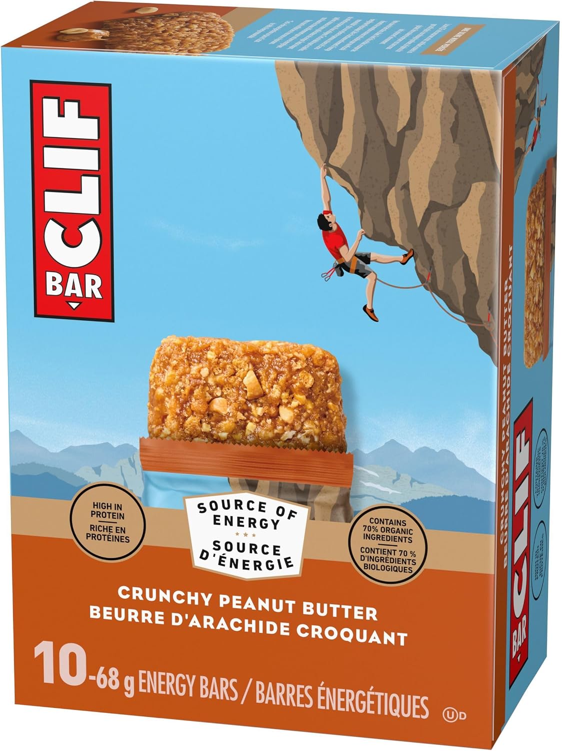 Clif Bar, Energy Bars, Crunchy Peanut Butter, 680 g (Pack of 10)