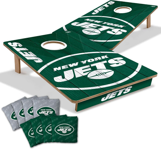 YouTheFan NFL New York Jets 2’ x 3’ Wood Cornhole Game with Logo Bags