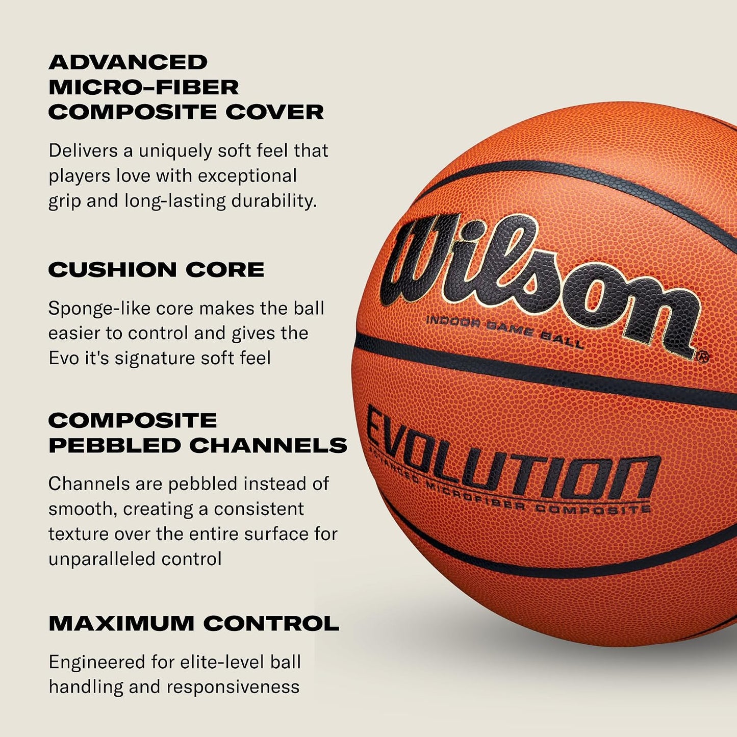 Wilson WTB0586R Evolution Game Basketball-Size 6