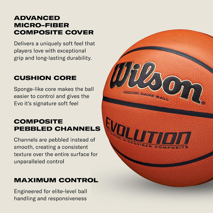 Wilson WTB0586R Evolution Game Basketball-Size 6