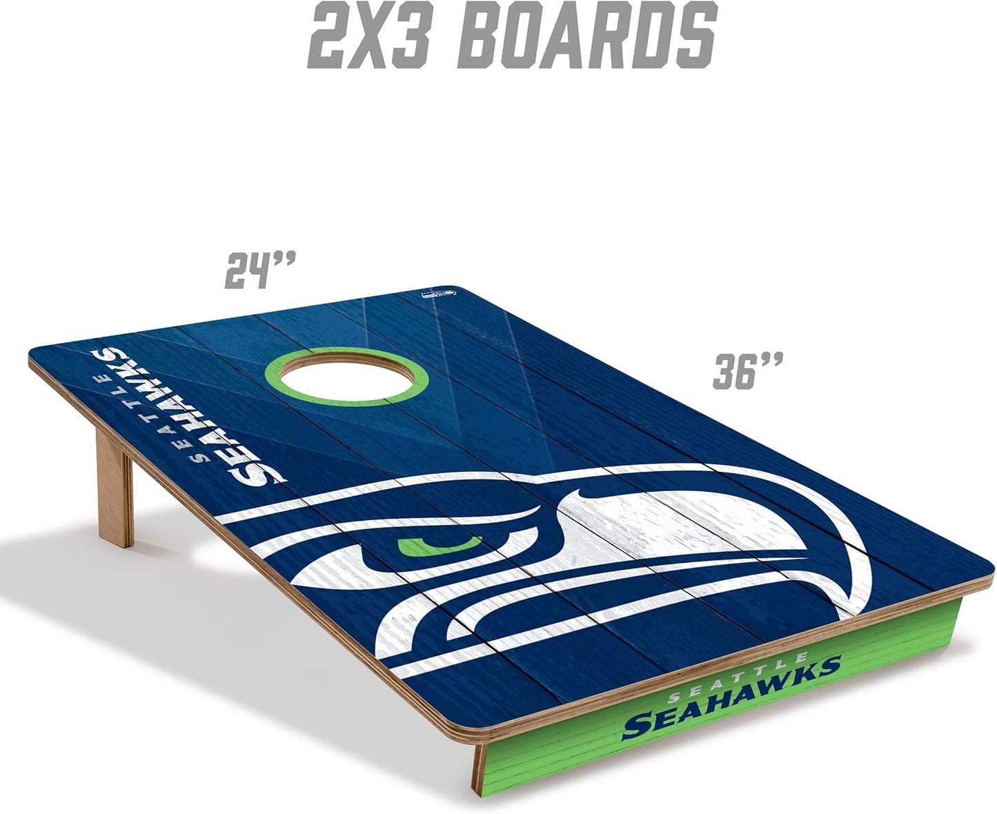 YouTheFan NFL Seattle Seahawks 2' x 3' Wood Cornhole Game with Logo Bags