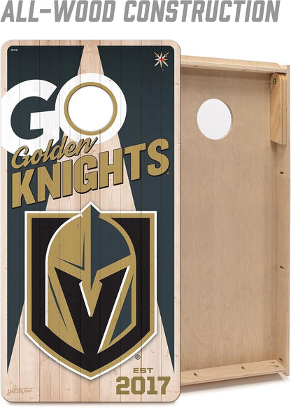 YouTheFan NHL Vegas Golden Knights 2’ x 4’ Professional Wood Cornhole Game with Logo Bags